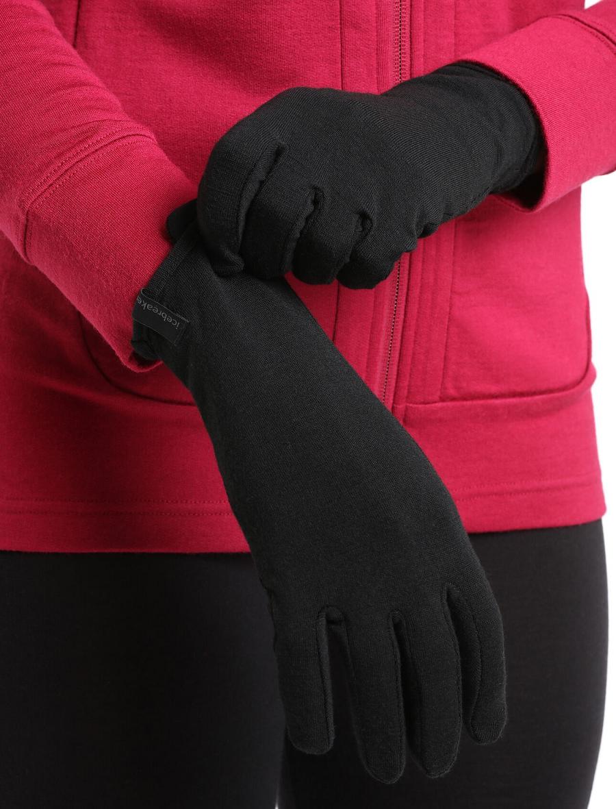 Icebreaker Unisex Merino 260 Tech Glove Liners Miesten Käsineet Mustat | FI 1059VRWD